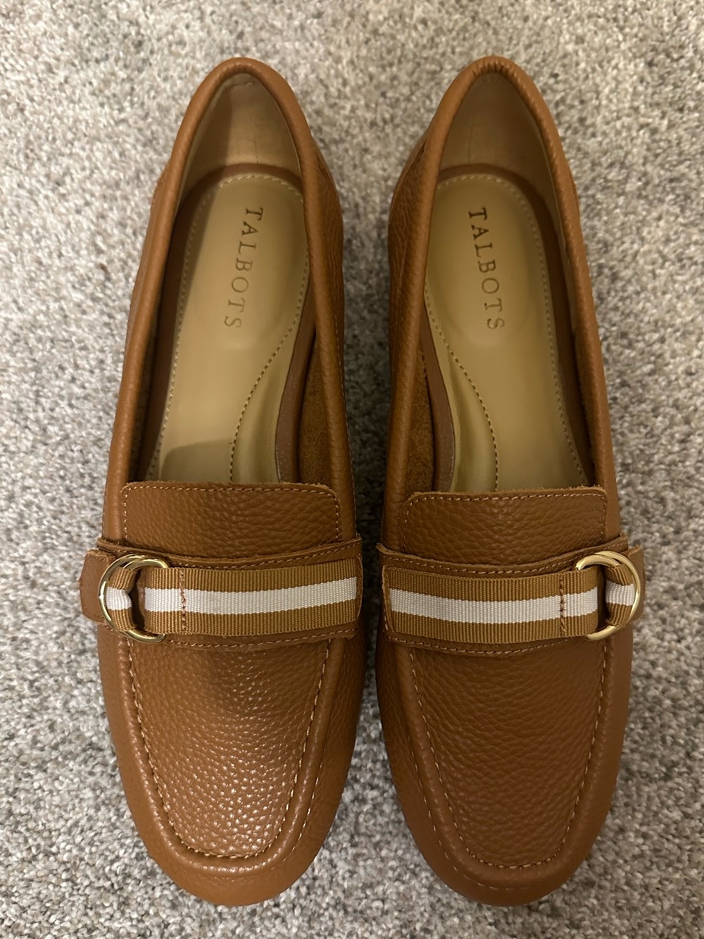 Never Worn • Talbots Brown Pebbled Leather with Striped Ribbon Accent